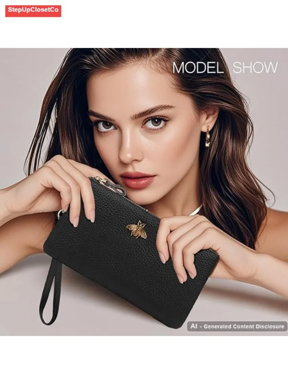 Genuine Leather Wristlet Wallet for Women with Detachable Strap